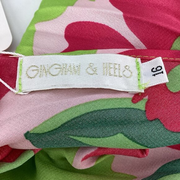 Gingham & Heels Womens One Shoulder Midi Dress Jacquard Romantic Floral Sz 16 - Picture 2 of 16